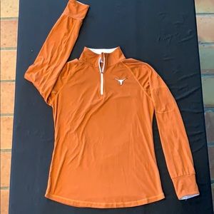 Burnt orange Longhorn pullover w/ zipper at neck